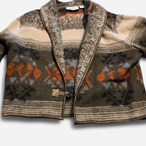 FLASHBACK Vintage Southwestern Aztec Wool Blend Blanket Coat L